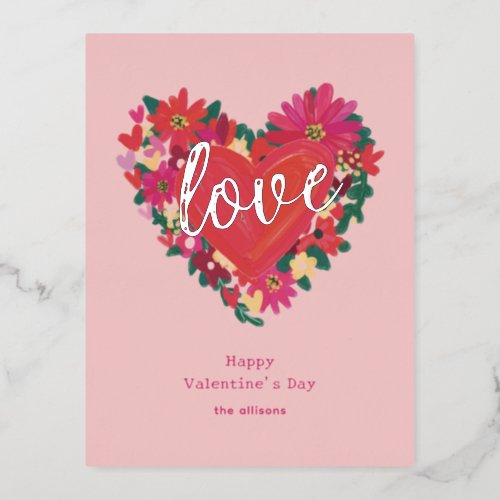 Where Love Grows Personalized Valentine Foil Holiday Postcard