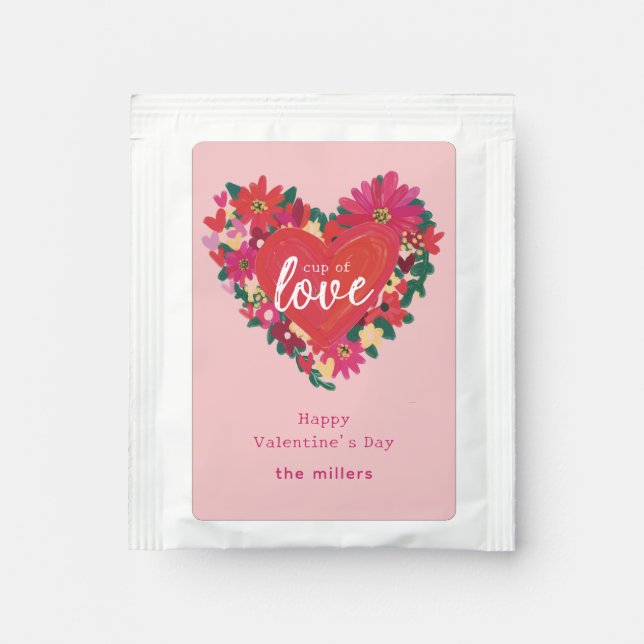Where Love Grows Personalized Valentine Treat Tea Bag Drink Mix (Front)