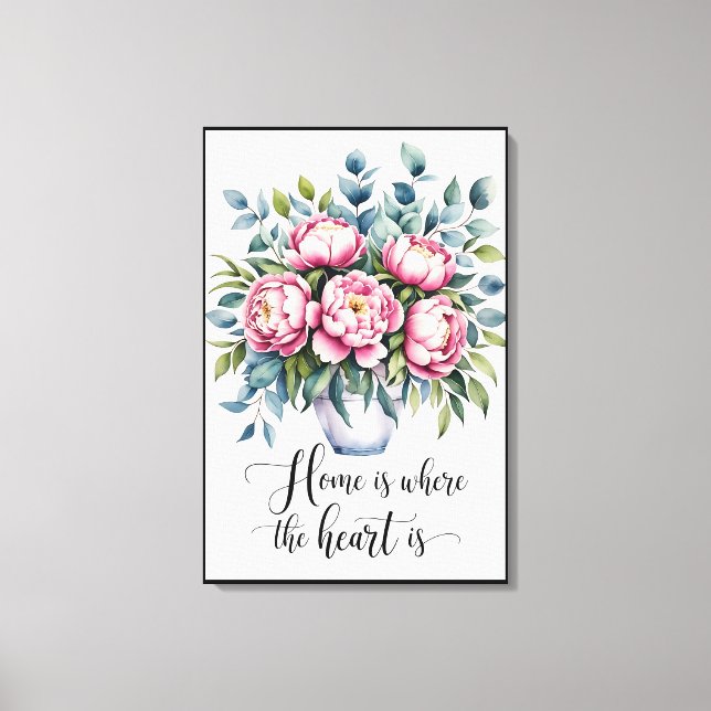 Where Love Resides: Delicate Floral Quote Canvas Print (Front)