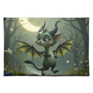 Where moonbeams dance, little mischief awakens. cloth placemat