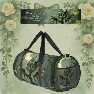 Where moonbeams dance, little mischief awakens. duffle bag