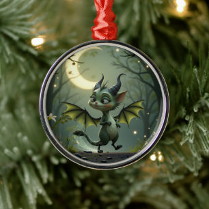 Where moonbeams dance, little mischief awakens. metal ornament