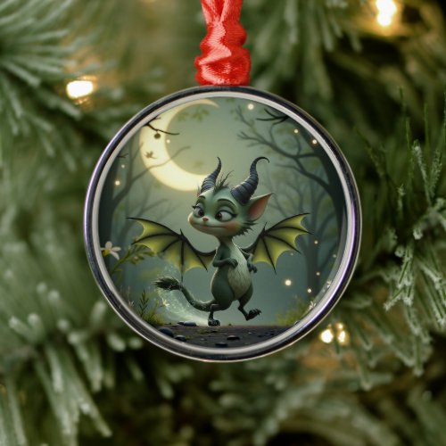 Where moonbeams dance, little mischief awakens.  metal ornament