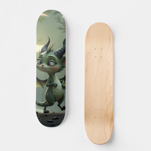 Where moonbeams dance, little mischief awakens.  skateboard (Front)