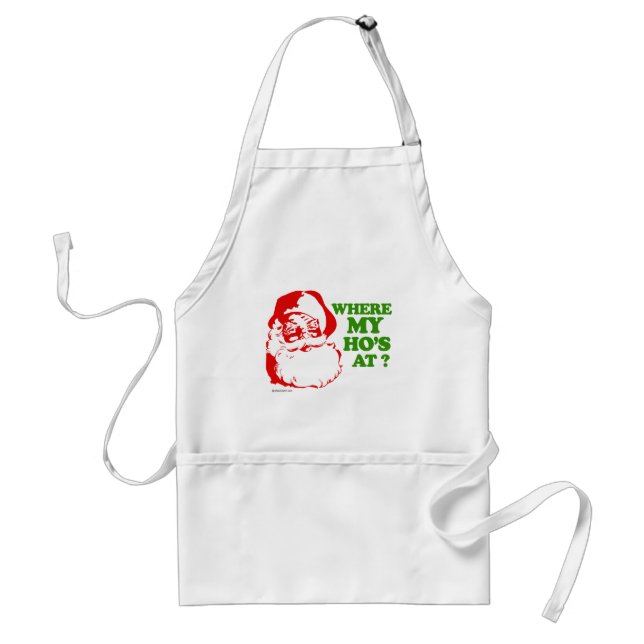 Where my ho's at? adult apron (Front)