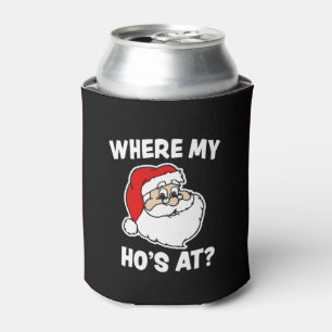 Where my Ho's at Funny Christmas Santa can cooler