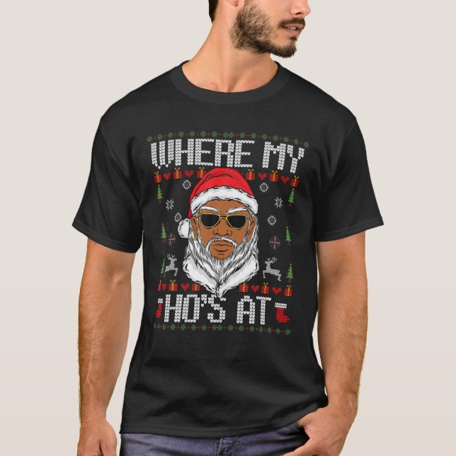 Where My Hos At Ugly Christmas Sweater African San (Front)