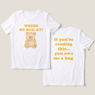 Where My Hug At – Yellow Retro Teddy Bear Funny Tri-Blend Shirt