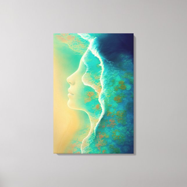 "Where Ocean Becomes Memory"  - Blue Green   Canvas Print (Front)