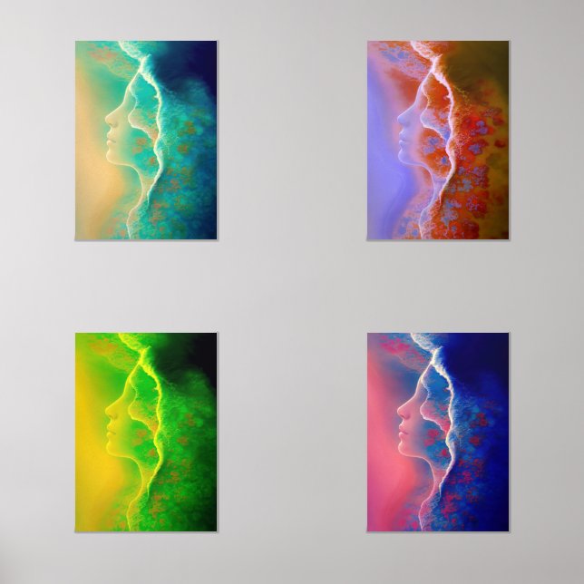 "Where Ocean Becomes Memory"  - Blue Green   Wall Art Sets (Front)