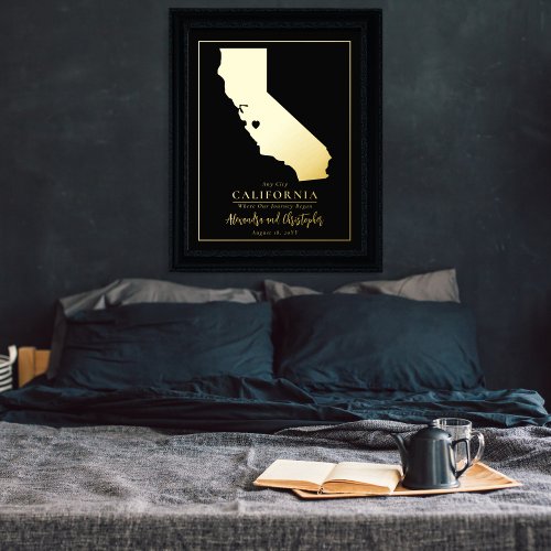 Where Our Journey Began California Map Wedding Foil Prints