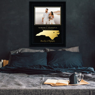 Where Our Journey Began North Carolina Wed Photo Foil Prints