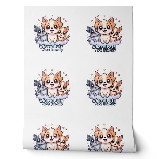 Where Pets Are Family Cute Dog Wall Art  Wallpaper (Unrolling)