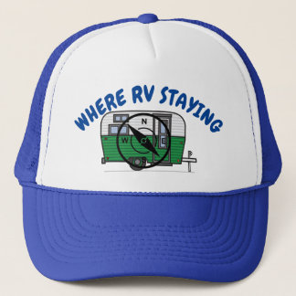 WHERE RV STAYING TRUCKER CAP WITH VINTAGE CAMPER