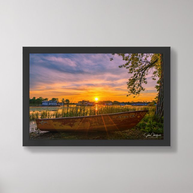 Where Silence Shines — Sunset Over Horseshoe Pond Framed Art (Framed Front)