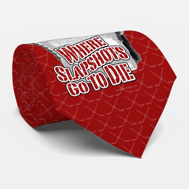 Where Slapshots Go To Die (Hockey) Neck Tie (Rolled)
