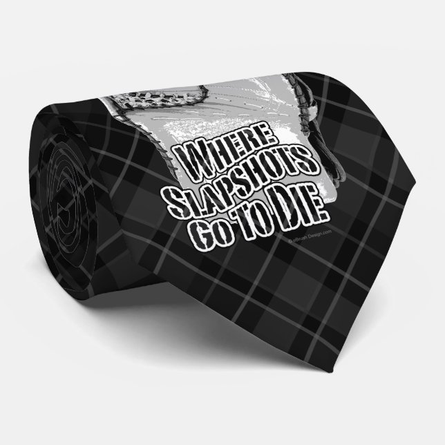 Where Slapshots Go To Die (Hockey) Neck Tie (Rolled)