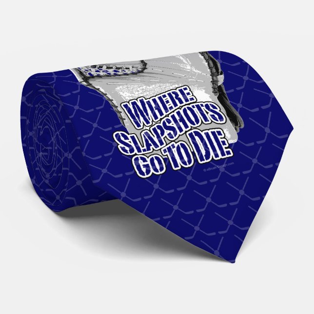 Where Slapshots Go To Die (Hockey) Neck Tie (Rolled)