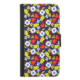 Where Style Meets Emotion: Colorful Floral Pattern Samsung Galaxy S5 Wallet Case