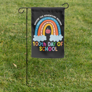 Where The Adventure Begins 100th Days Smarter Garden Flag