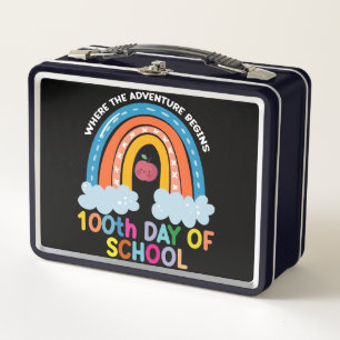 Where The Adventure Begins 100th Days Smarter  Metal Lunch Box