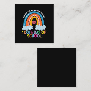 Where The Adventure Begins 100th Days Smarter Square Business Card