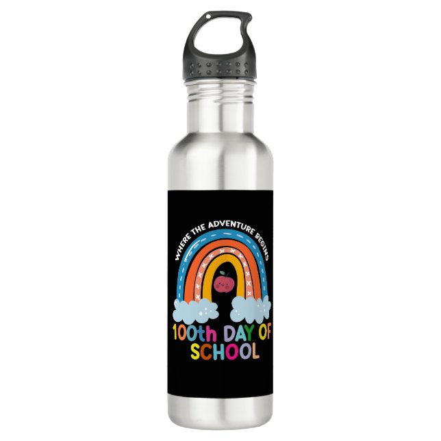 Where The Adventure Begins 100th Days Smarter  Stainless Steel Water Bottle (Front)