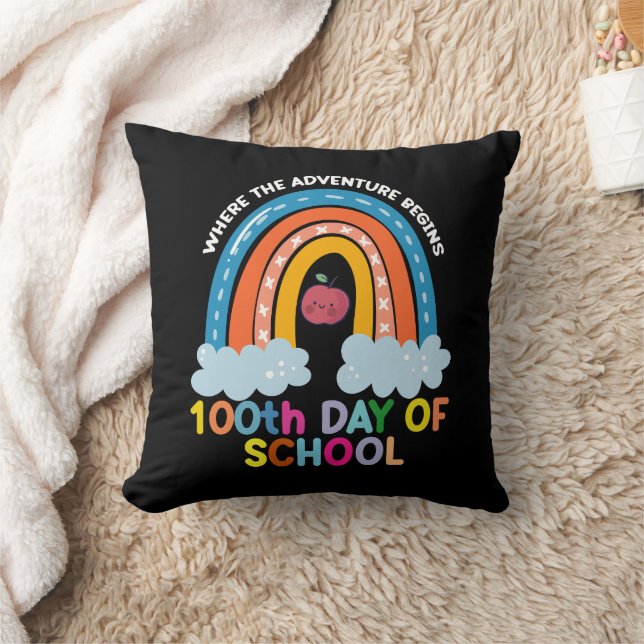 Where The Adventure Begins 100th Days Smarter  Throw Pillow (Blanket)