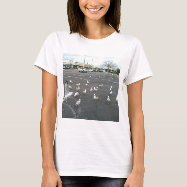 Where the beach for the seagulls T-Shirt (Front)