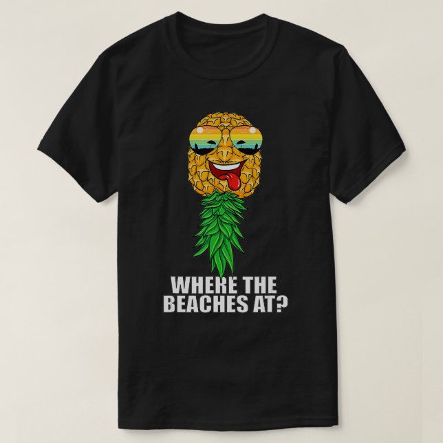 Where the Beaches at Swinger Vacation Upside Down  T-Shirt (Design Front)