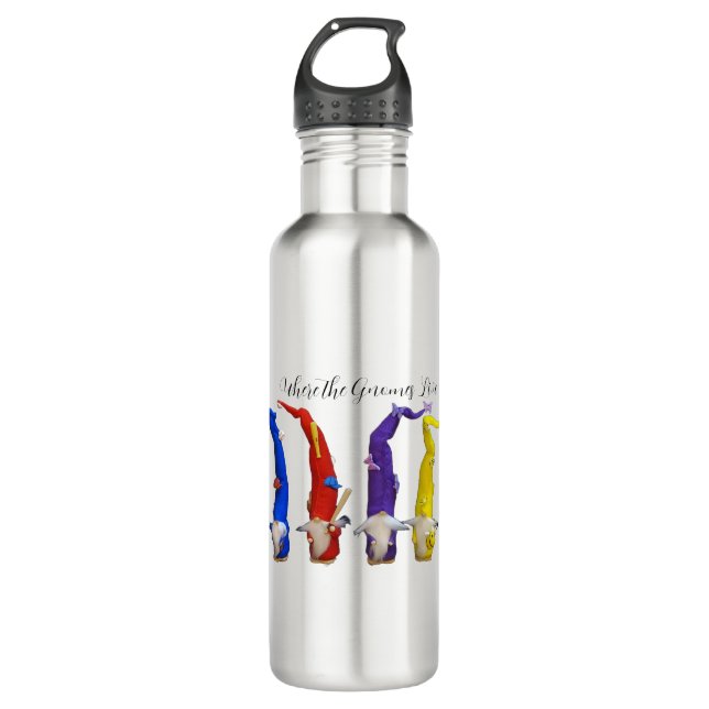 Where the Gnomes Live  Stainless Steel Water Bottle (Front)