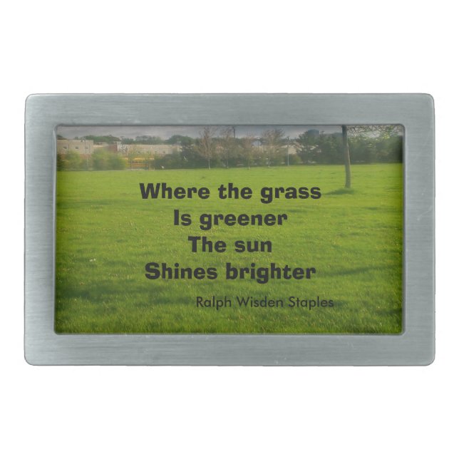 where the grass is greener rectangular belt buckle (Front)