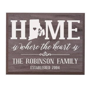 Where the Heart Is Rhode Island Salt Oak Wall Sign