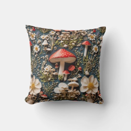 Where the Mushrooms Grow Throw Pillow