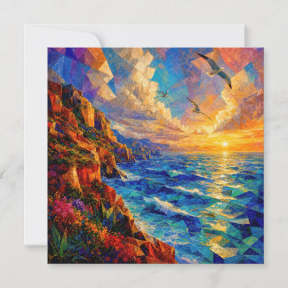 “Where The Ocean Fractures” – A Cubist Seascape Note Card