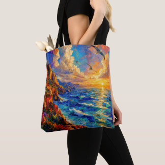 “Where The Ocean Fractures” – A Cubist Seascape Tote Bag