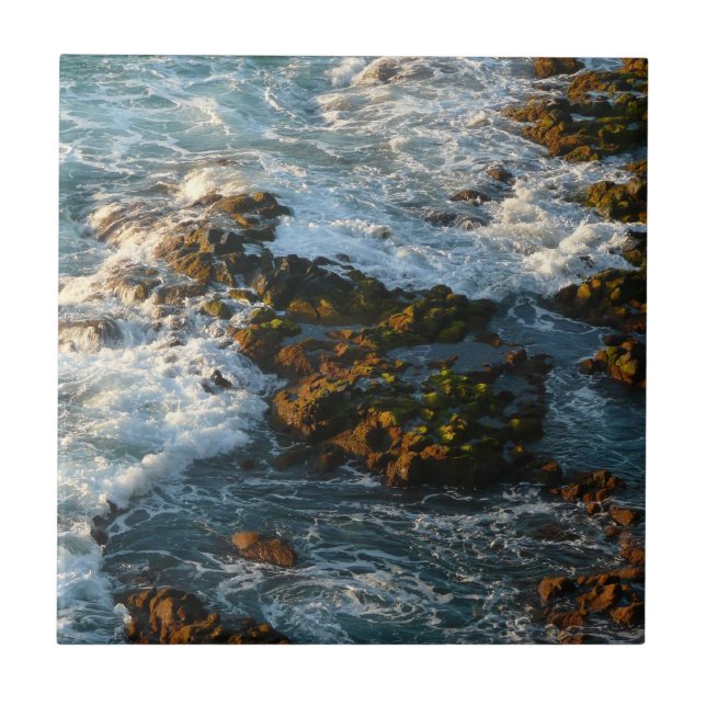Where the Ocean Meets the Rocks Ceramic Tile (Front)