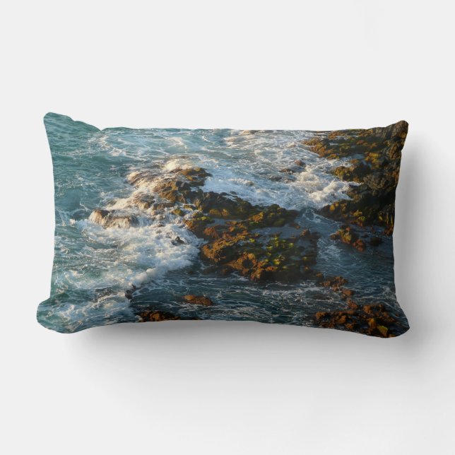 Where the Ocean Meets the Rocks Lumbar Pillow (Front)