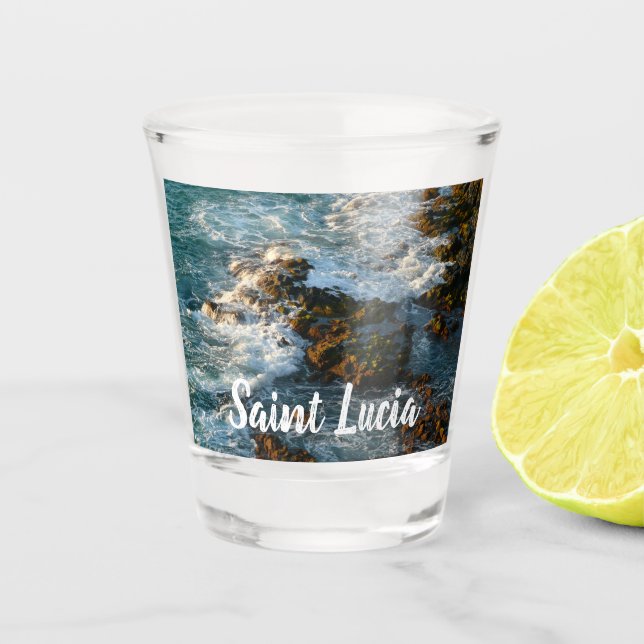 Where the Ocean Meets the Rocks Shot Glass (Front)