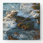 Where the Ocean Meets the Rocks Square Wall Clock