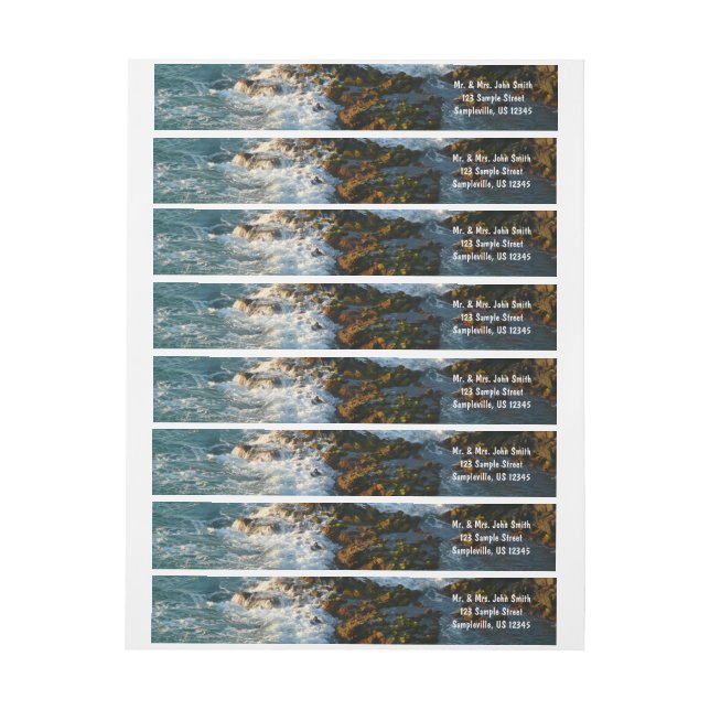 Where the Ocean Meets the Rocks Wrap Around Label (Sheet)