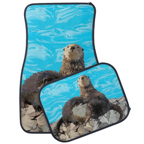Where the River Meets the Sea Otters Car Floor Mat
