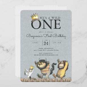 Where the Wild Things Are 1st Birthday Invitation Foil Invitation