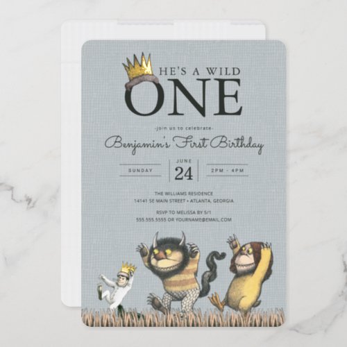 Where the Wild Things Are 1st Birthday Invitation Foil Invitation