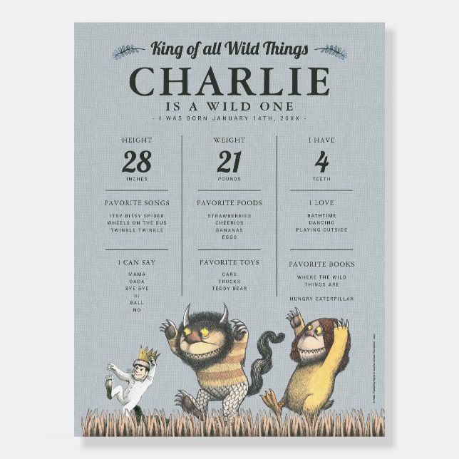 Where the Wild Things Are - 1st Birthday Milestone Foam Board (Front)