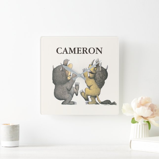 Where the Wild Things Are | Add Your Name Square Wall Clock (Home)
