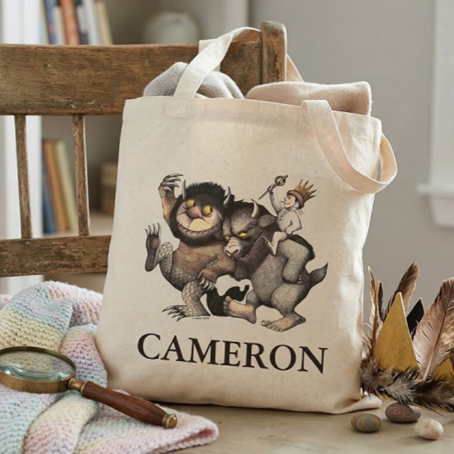 Where the Wild Things Are | Add Your Name Tote Bag (Generated image of tote bag on chair)