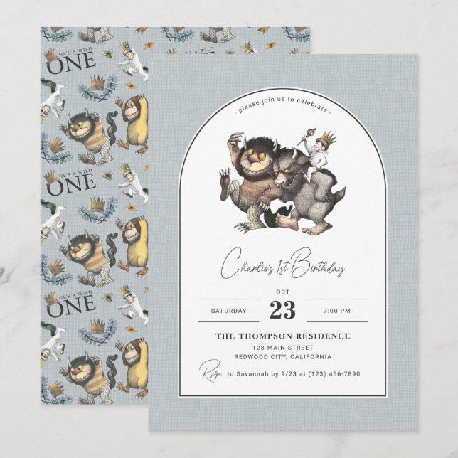 Where the Wild Things Are | Arch Birthday Invitation (Front/Back)