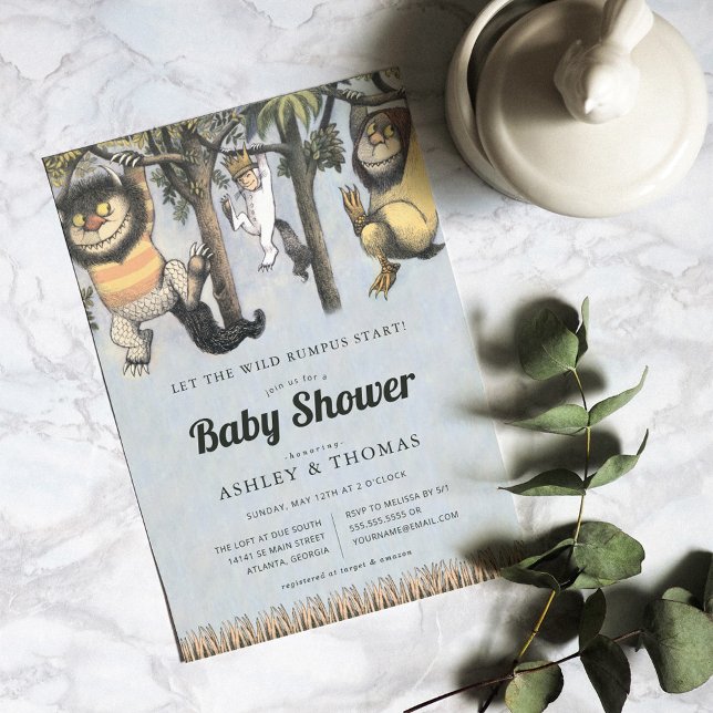 Where the Wild Things Are Baby Shower Invitation (Invitation on table)