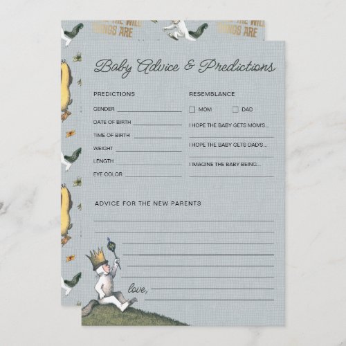 Where the Wild Things Are Baby Shower Predictions Note Card